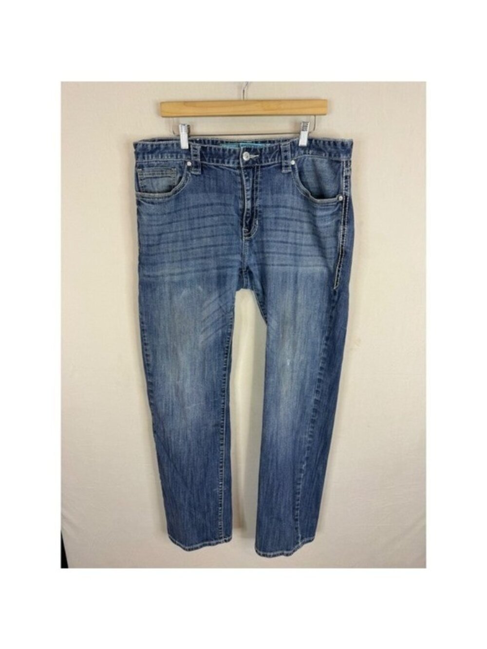Rock and Roll Cowboy Revolver Slim Straight Leg Jeans Medium Wash 38x34
